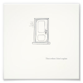 Closed Door/ Minimal Line Art/ Wall Art Fotodruck