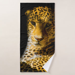 CLOSEUP FOTO LEOPARD BADEHANDTUCH