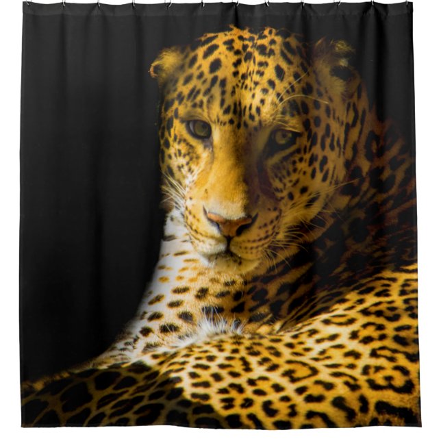 CLOSEUP FOTO LEOPARD DUSCHVORHANG (Vorderseite)