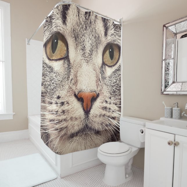 Closeup Pet Cat Face Shower Curtain Duschvorhang (Beispiel)