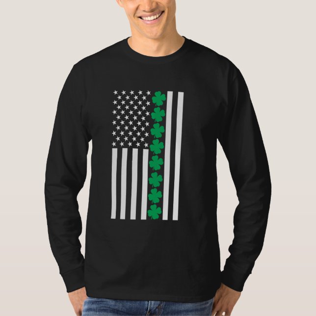 Closing American Flag Kleeblatt St Patricks Day Ir T-Shirt (Vorderseite)