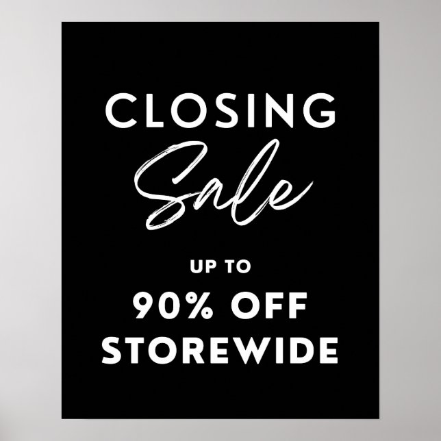 Closing-Sign für große Geschäfte, bis zu 90 % Raba Poster (Vorne)