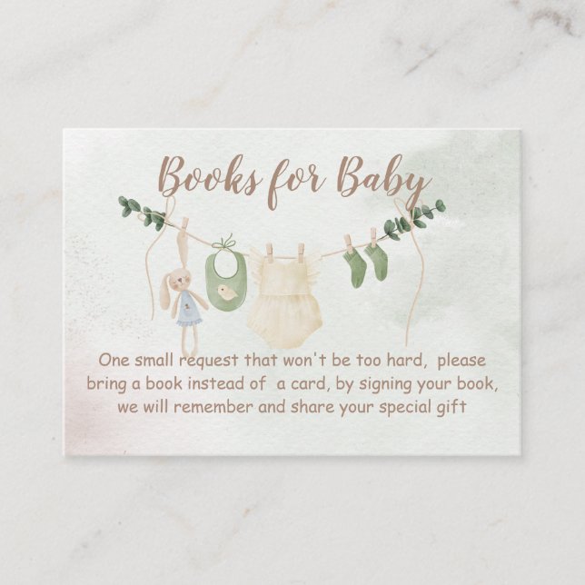 Clothes on a line boho baby shower book request begleitkarte (Vorderseite)