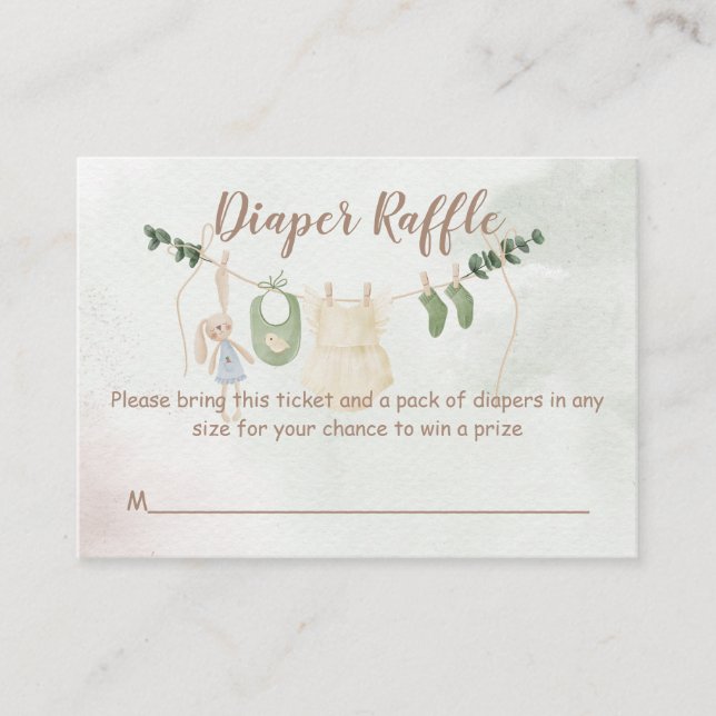 Clothes on a line boho baby shower diaper raffle begleitkarte (Vorderseite)