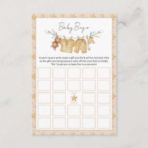 Clothesline Babydusche Bingo Game Card Begleitkarte