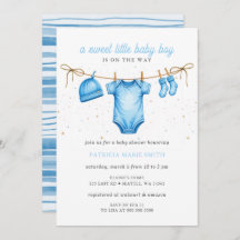 Clothesline Blue Boy Baby Shower