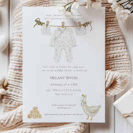 Clothesline Goose Nest Baby Shower Invitation Einladung