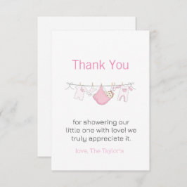 Clothesline Niedlich Girl Baby Dusche Vielen Dank Dankeskarte