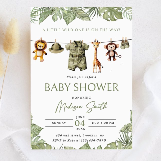 Clothesline Safari Baby Shower Invitation A Little Einladung (Von Creator hochgeladen)