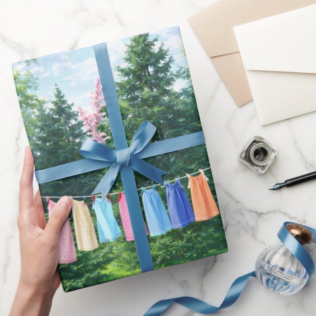 Clothesline Wrapping Paper | Nostalgic Laundry Geschenkpapier (Schenken)