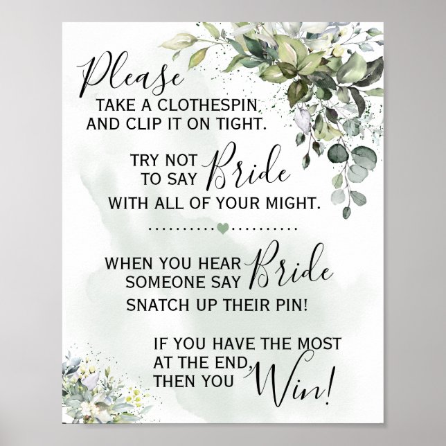 Clothespin Eukalyptus Grünspielzeichen Poster (Vorne)