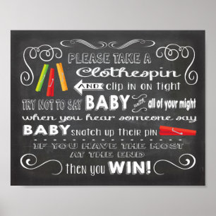 Clothespin Versuchen Sie, kein Babyzeichen Poster