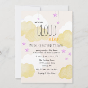 Cloud 9 Baby Dusche Einladung in Gold