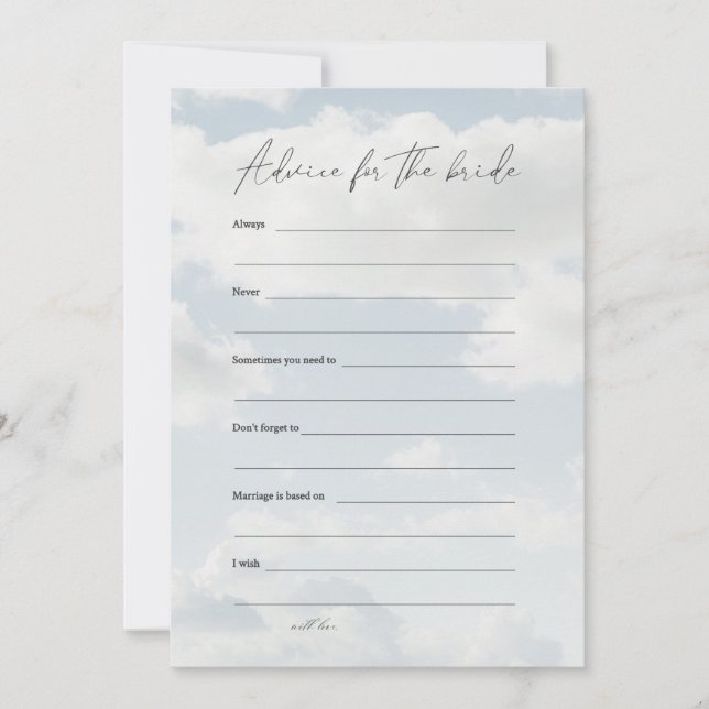 Cloud 9 Beratung für die Bride Advice Cards Einladung (Vorderseite)