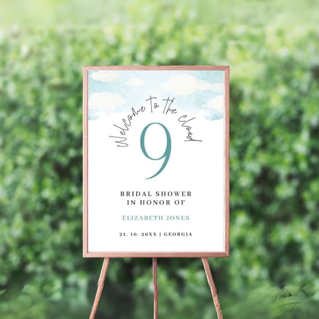 Cloud 9 - Blau-Weiß-Brautparty Willkommen Poster (Von Creator hochgeladen)