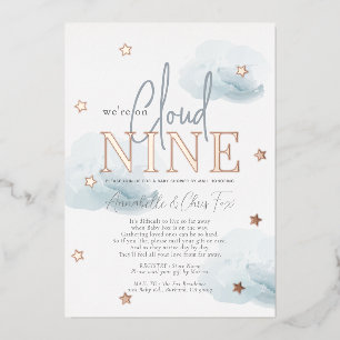 Cloud 9 Blaue Wolken Junge Baby Shower per Post Folieneinladung