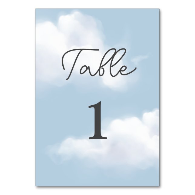 Cloud 9 Blue Baby Boy Dusche Tischnummer Card (Vorderseite)