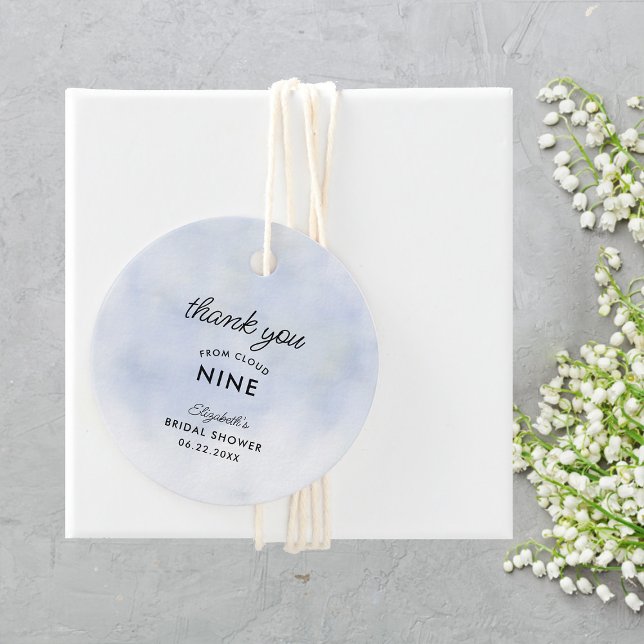 Cloud 9 Blue Sky Elegantes einfaches Brautparty Geschenkanhänger (Von Creator hochgeladen)