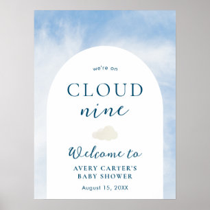 Cloud 9 Blue Sky Watercolor Baby Dusche Willkommen Poster