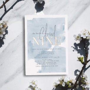 Cloud 9 Blue Sky Watercolor-Brautparty Folieneinladung