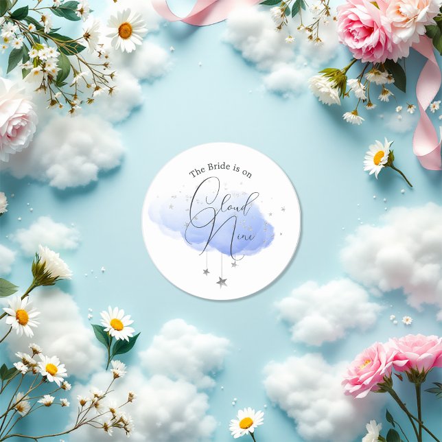 Cloud 9 Brautparty Runder Aufkleber (Cloud 9 Bridal Shower Classic Round Sticker)