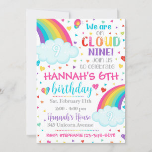 Cloud 9 Einladung, 9. Geburtstag Einladung