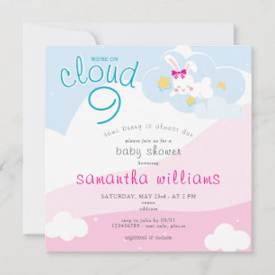 Cloud 9 etwas Bunny Pink Spring Girl Baby Dusche Einladung