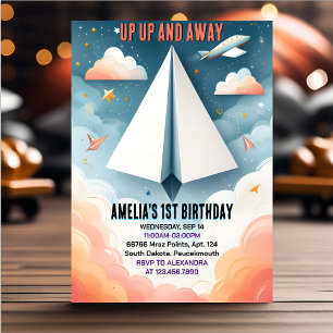 Cloud 9 Fly Kids Sky Joy Flugzeug 1. Geburtstag Einladung