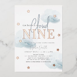 Cloud 9 Gold Stars & Blue Clouds Brautparty Folieneinladung