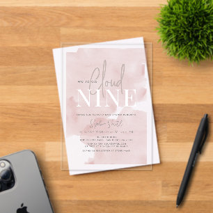 Cloud 9 Gold Stars Pink Girl Baby Dusche Acryleinladungen