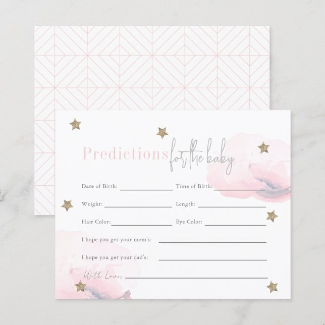 Cloud 9 Gold Stars Pink Girl Baby Vorhersagen (Vorne/Hinten)