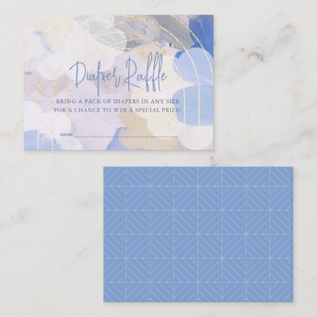 Cloud 9 Gouache Baby Shower Diaper Raffle Begleitkarte (Vorne/Hinten)