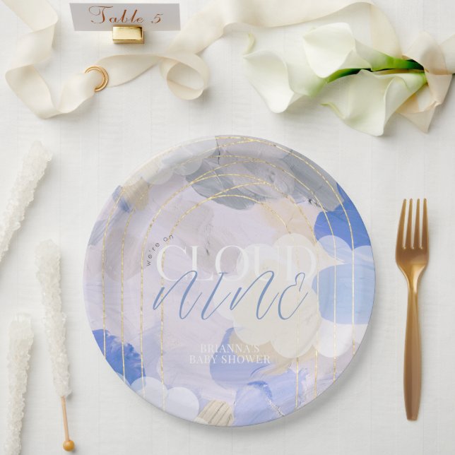 Cloud 9 Gouache Paint Brush Stroke Baby Dusche Pappteller (Hochzeit)