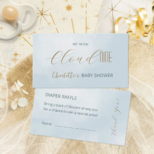 Cloud 9 Himmelblau Baby Shower Diaper-Raffel Begleitkarte