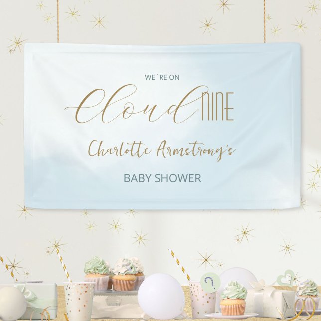 Cloud 9 Himmelblaues Baby Shower Banner (Cloud 9 Celestial Blue Baby Shower Banner ©Susanne Sachers - Sunny Mind 🌞)