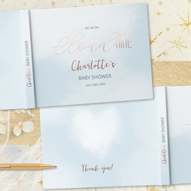 Cloud 9 Himmlisch Blau Baby Shower Gästebuch (Cloud 9 Celestial Blue Baby Shower Foil Guest Book ©Susanne Sachers - Sunny Mind 🌞)
