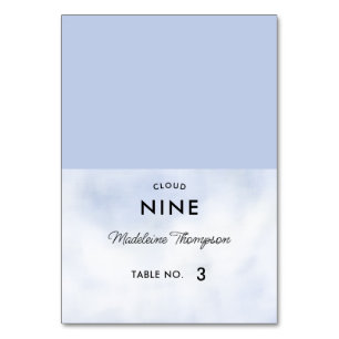 Cloud 9 Pastel Blue Chic Brautparty Platzkarte Tischnummer