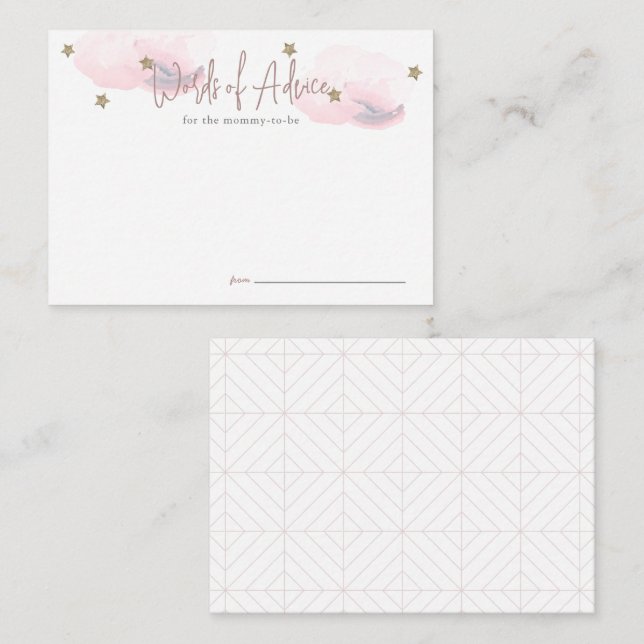 Cloud 9 Pink Baby Shower Ratschläge Begleitkarte (Vorne/Hinten)