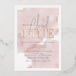 Cloud 9 Pink Sky Watercolor Brautparty Folieneinladung