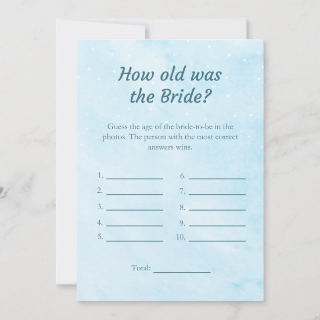 Cloud 9 Wie alt war die Bride Shower Game Card Einladung (Vorderseite)