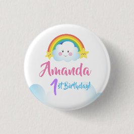 Cloud and Rainbow Children Geburtstagsparty Button