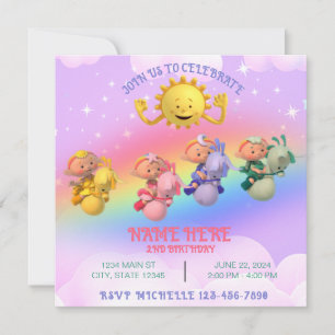 Cloud Babies Sun Pastel Rainbow Birthday Einladung