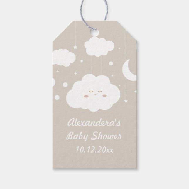Cloud Baby Shower Fevor Geschenkanhänger (Vorderseite)