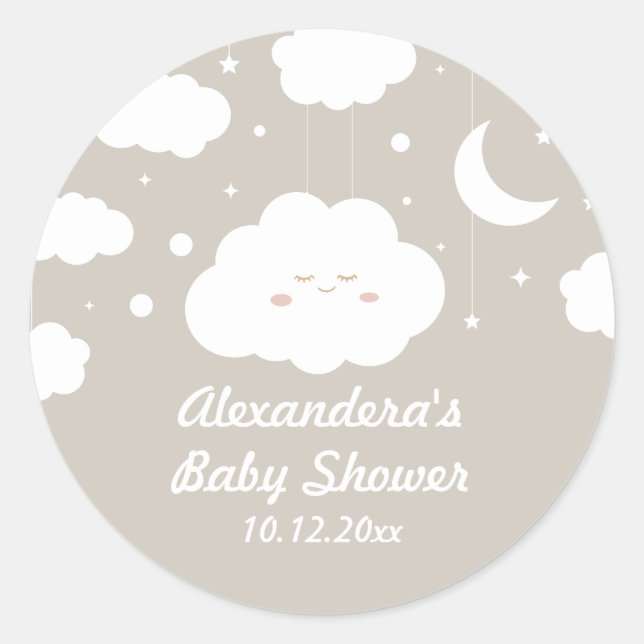 Cloud Baby Shower Fevor Runder Aufkleber (Vorderseite)