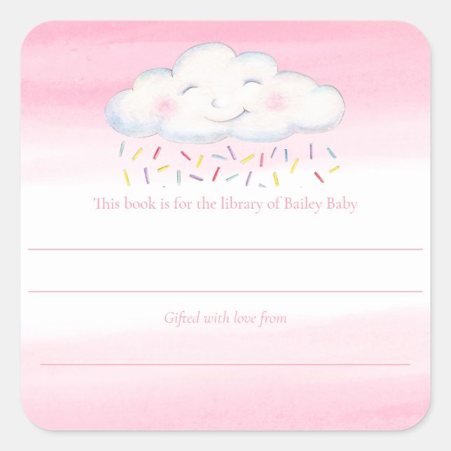 Cloud Baby Sprinkline Aquarellbuch Wettbewerb Quadratischer Aufkleber (Vorderseite)