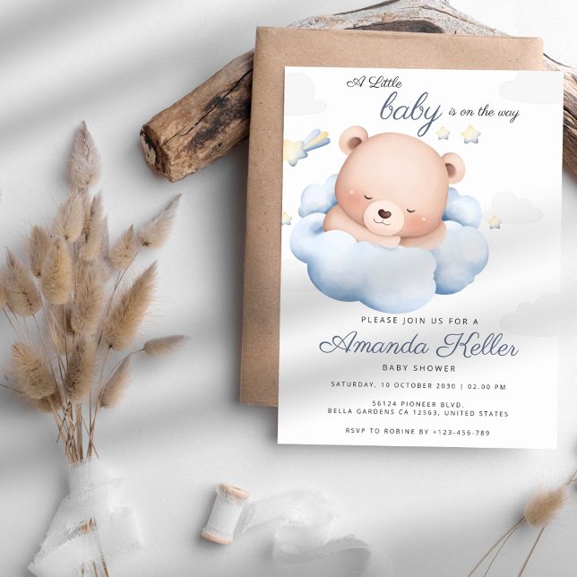 Cloud Bear Baby Shower Einladung (Von Creator hochgeladen)