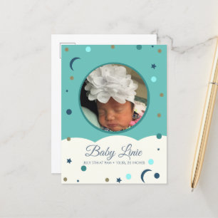 Cloud Border Baby Announccard Moon and Stars Ankündigungspostkarte