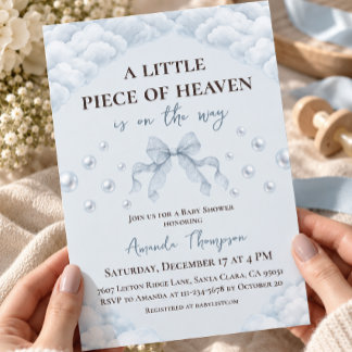 Cloud Bow Boy Little Piece of Heaven Babyparty Einladung
