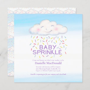 Cloud candle baby sprinkle watercolor quadratisch einladung