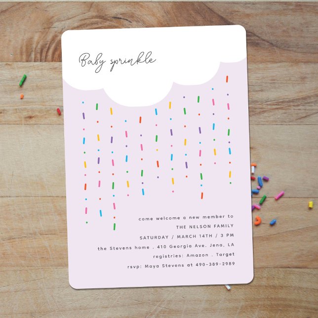 Cloud & Candy Sprinkles Lila Baby Sprinkle Einladung (Von Creator hochgeladen)